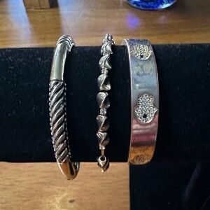 Vintage bracelet bundle, Gold Tone Bracelet Set with Hamsa& white crystals.